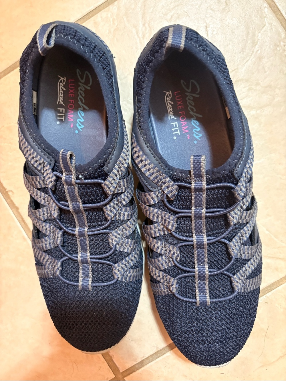 Skechers Women’s Navy and Gray Slip-On Athletic Sneakers
